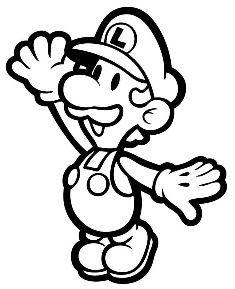 Desenho Feliz Luigi para Colorir e Pintar