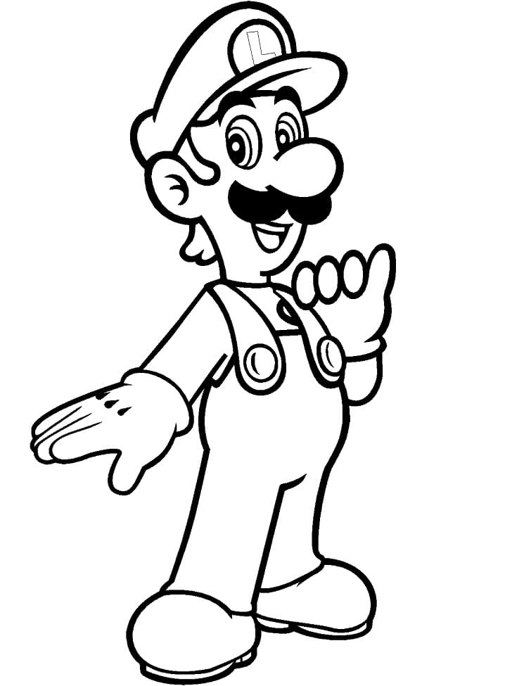 Desenho Luigi de Mário Bros para Colorir e Pintar