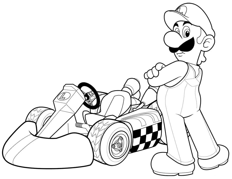 Desenho Luigi de Mário Kart para Colorir e Pintar