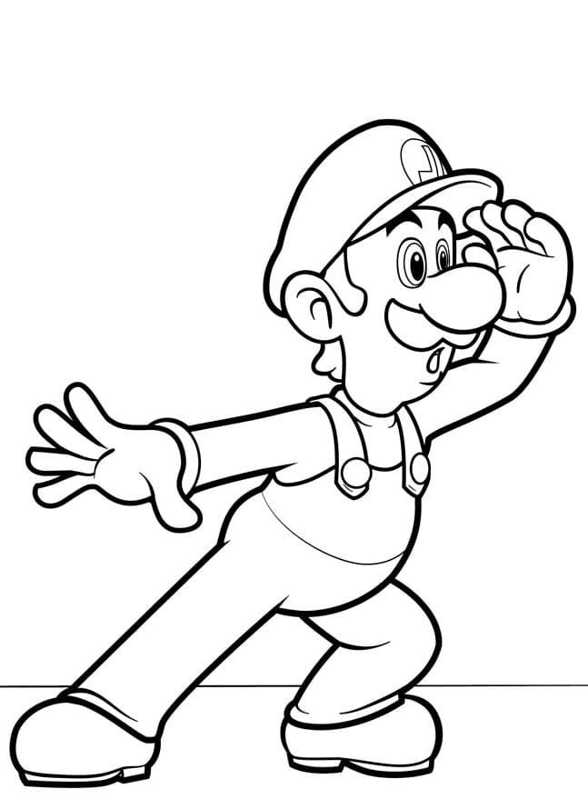 Desenho Luigi Mário Bros para Colorir e Pintar