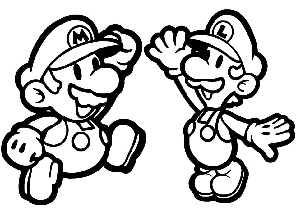 Desenho Mário e Luigi para Colorir e Pintar