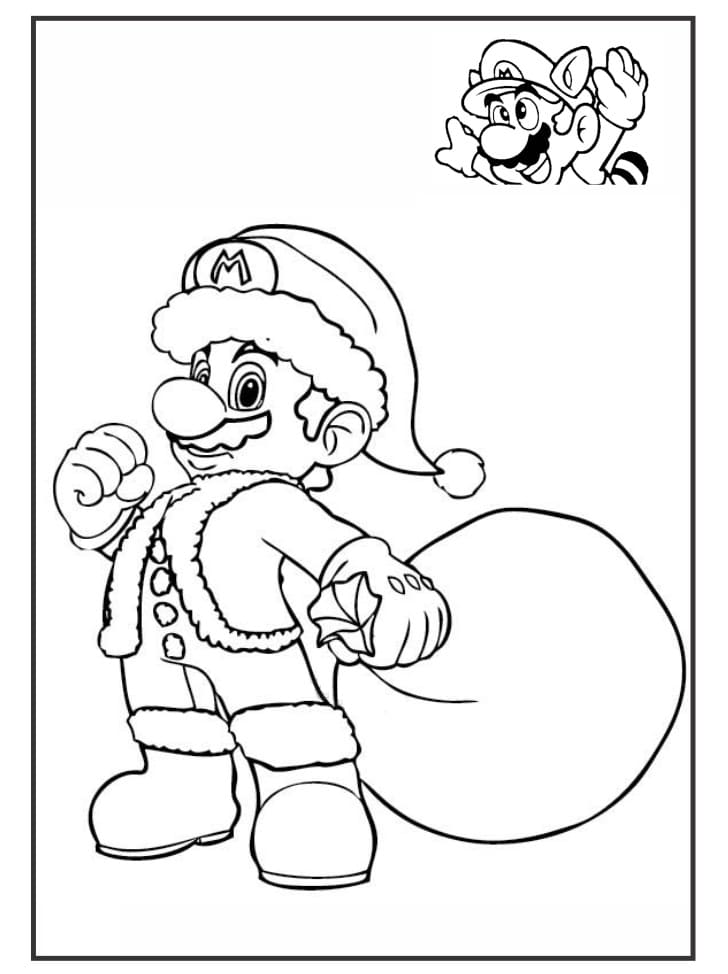 Desenho Mário o Papai Noel para Colorir e Pintar