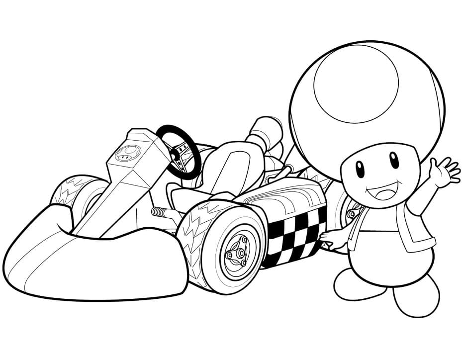 Desenho Toad de Mário Kart para Colorir e Pintar