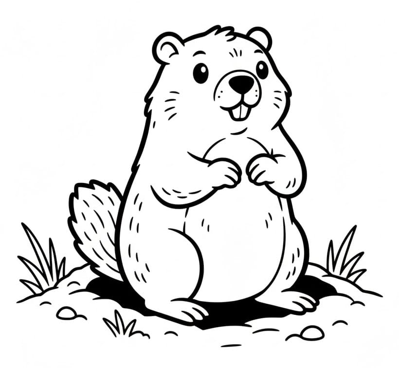 Desenho de Grátis Marmota para Crianças para Colorir