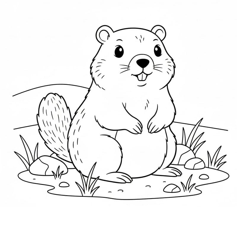 Desenho de Imprimível Grátis Marmota para Crianças para Colorir