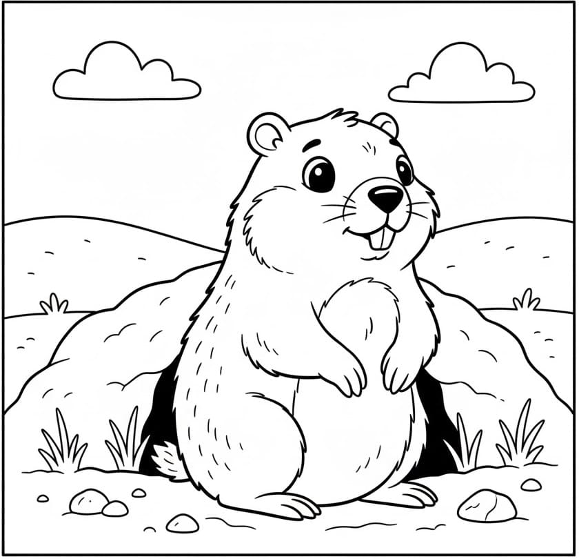 Desenho de Imprimível Grátis Marmota para Colorir