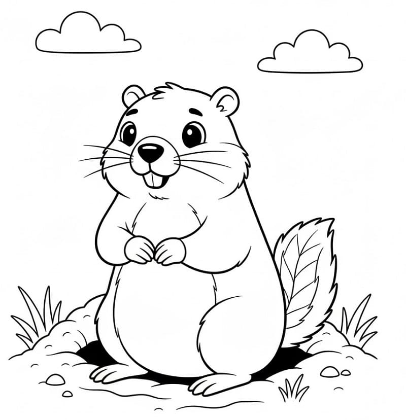 Desenho de Imprimível Marmota para Crianças para Colorir