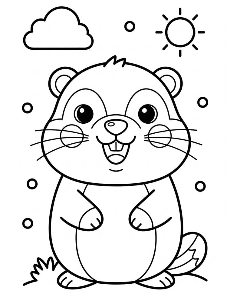 Desenho de Marmota Adorável para Colorir