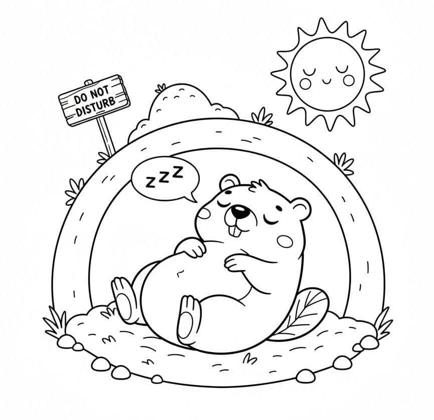 Desenho de Marmota Adormecida para Colorir