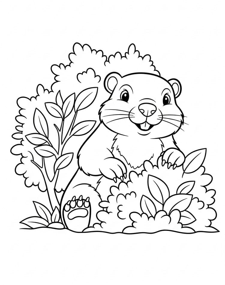 Desenho de Marmota Animada para Colorir