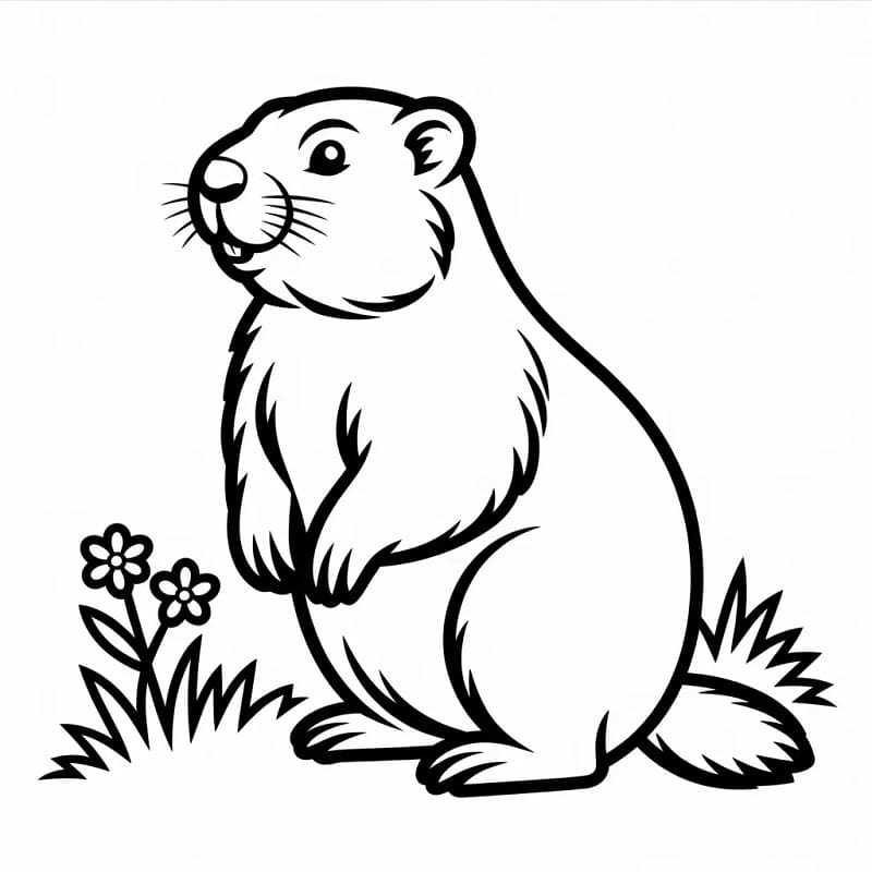 Desenho de Marmota Fácil para Colorir