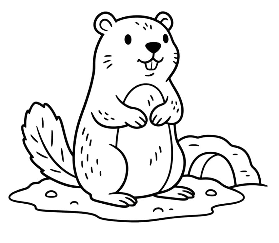 Desenho de Marmota Fofa para Colorir