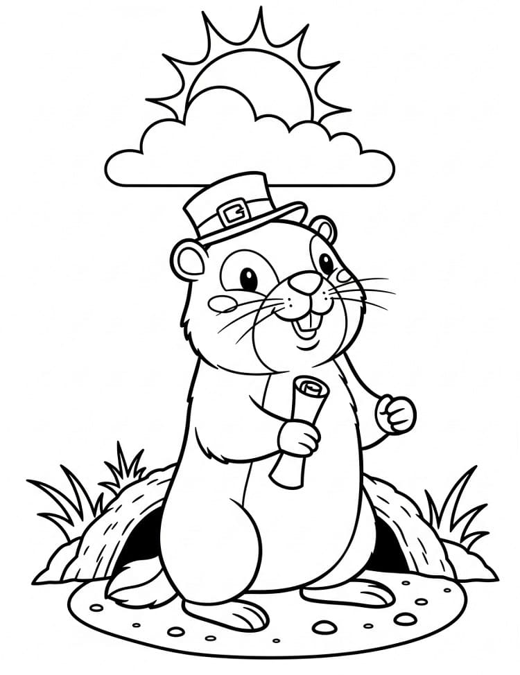 Desenho de Marmota Grátis para Crianças para Colorir