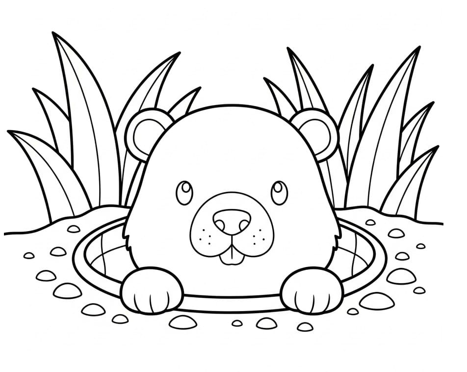 Desenho de Marmota Imprimível Grátis para Crianças para Colorir