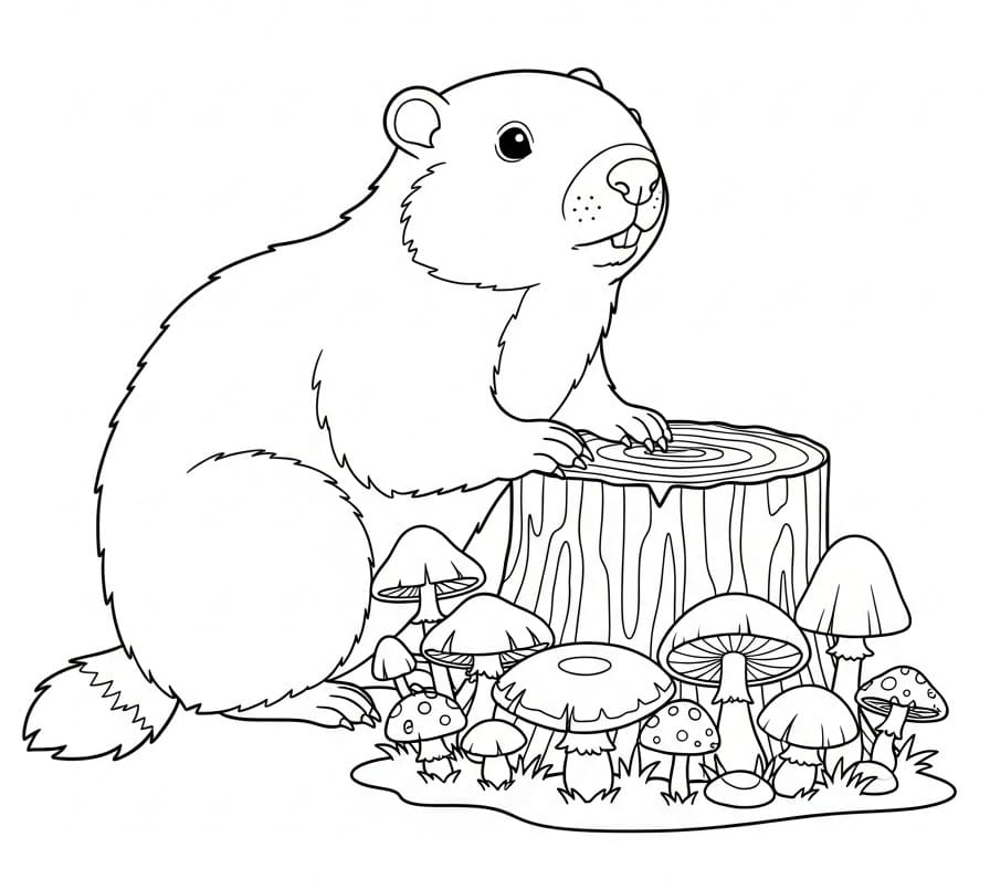 Desenho de Marmota Imprimível Grátis para Colorir