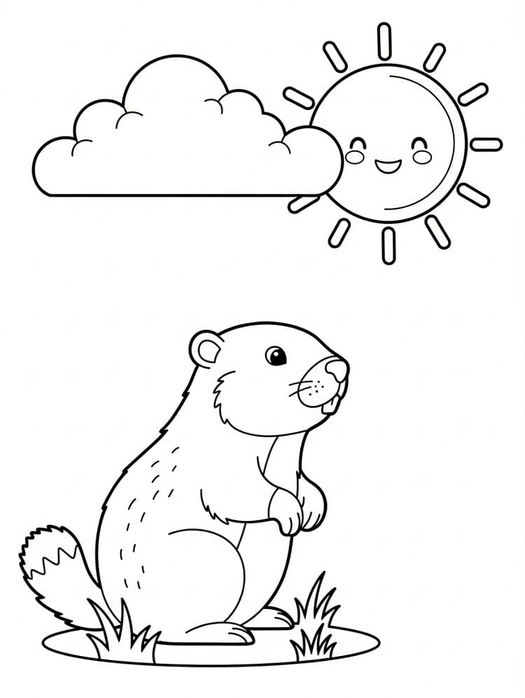 Desenho de Marmota Imprimível para Colorir