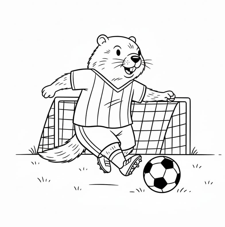 Desenho de Marmota Joga Futebol para Colorir