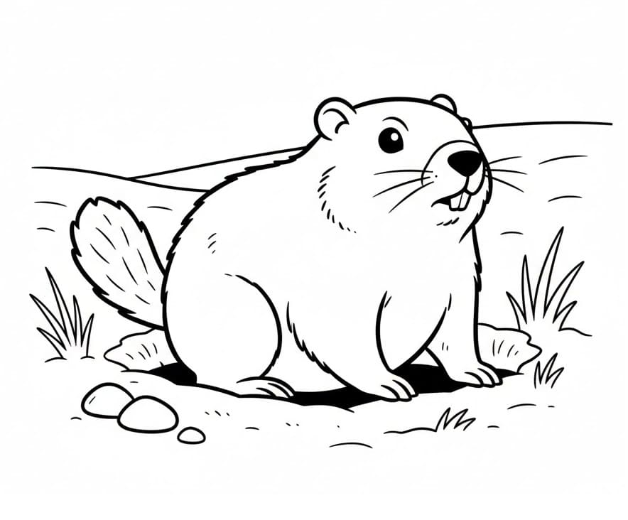 Desenho de Marmota para Crianças para Colorir