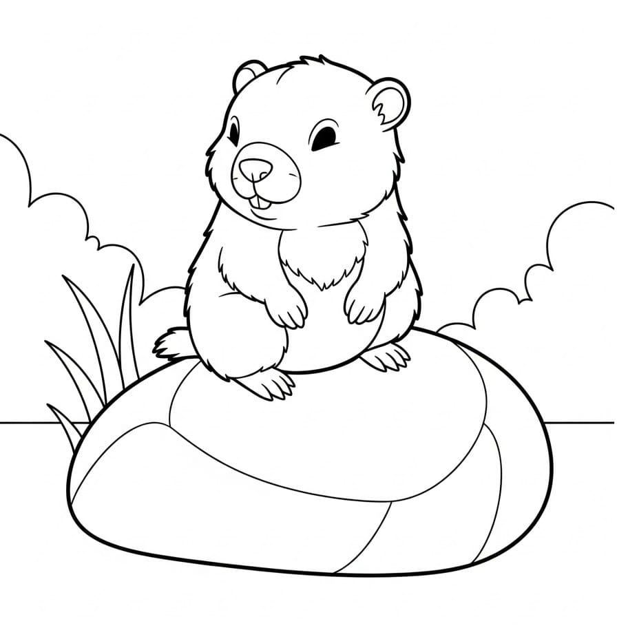 Desenho de Pequena Marmota para Colorir