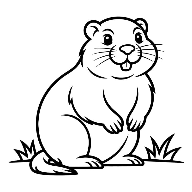Desenho de uma Marmota Fofa para Colorir