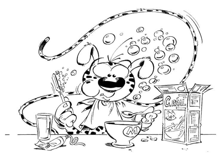 Desenho de Marsupilami em Café da Manhã para Imprimir e Colorir e Pintar