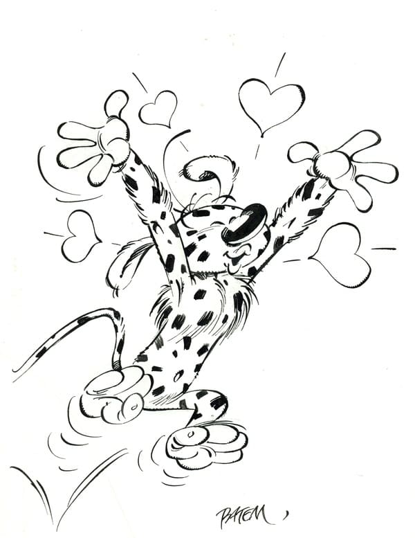 Desenho de Marsupilami no Dia dos Namorados para Pintar Tinta Guache