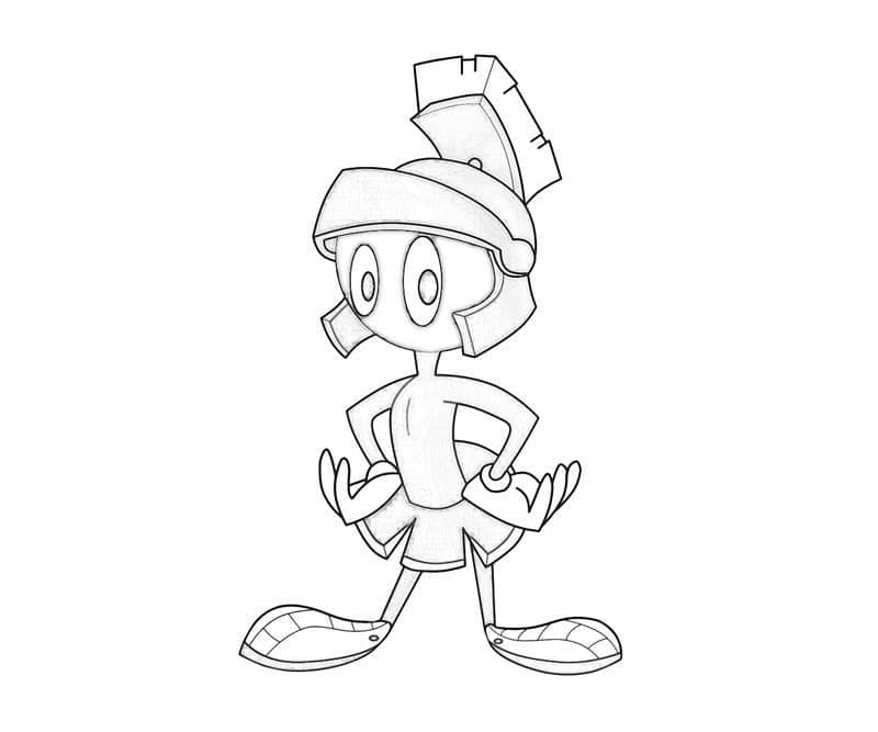 Desenho de Marvin o Marciano Fácil para Colorir e Pintar