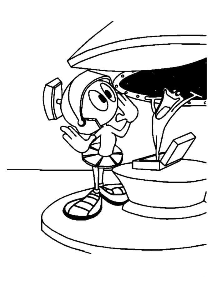 Desenho de Marvin o Marciano Surpreso para Colorir e Pintar