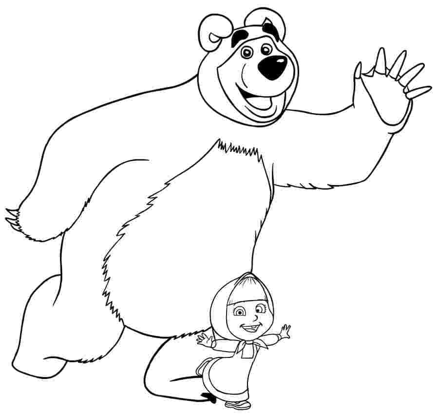 Desenho de Feliz Masha e o Urso para Colorir e Pintar