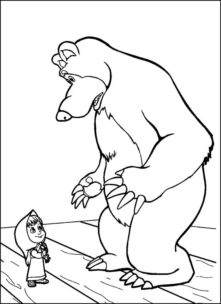 Desenho de Masha e o Urso para Colorir Divertido e Pintar