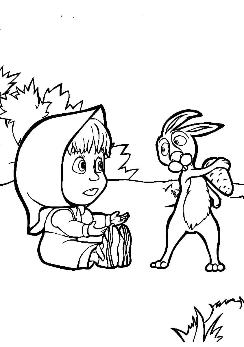 Desenho Imprimivel de Masha e o Urso para Pintar