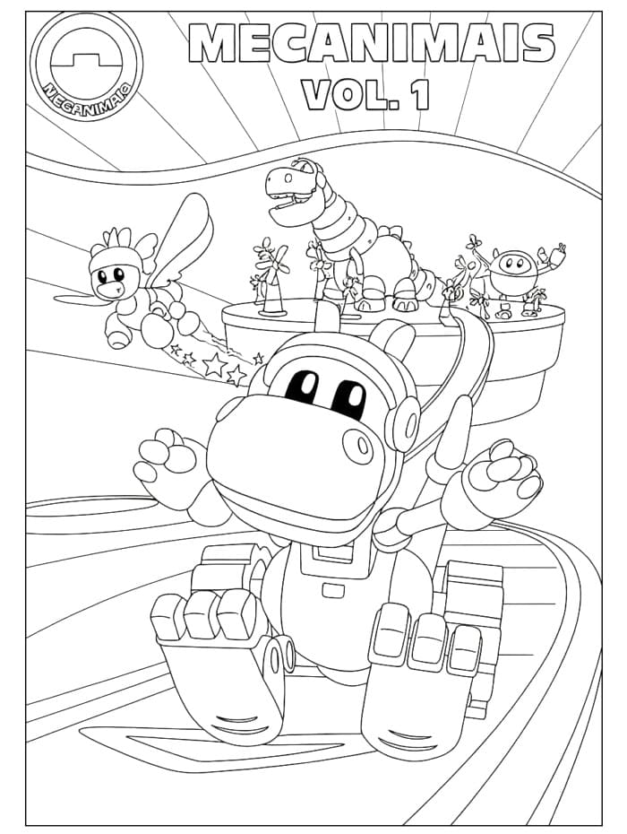 Desenho de Mecanimais para Crianças de 1 Ano para Colorir