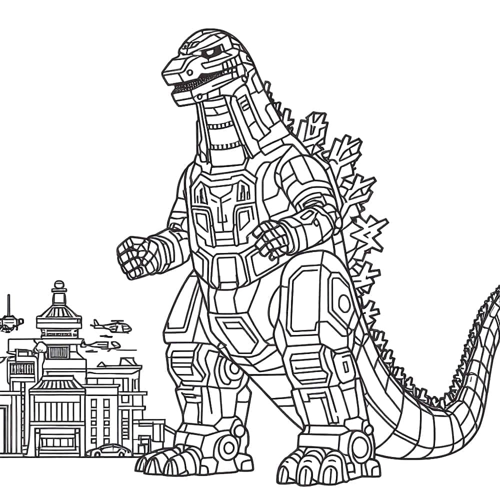 Desenho de Mechagodzilla Imprimivel Grátis para Crianças para Colorir e Pintar
