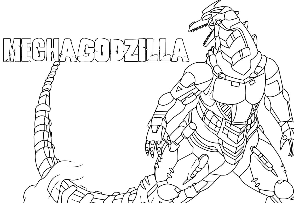 Desenho de Mechagodzilla Imprimivel para Crianças para Colorir e Pintar