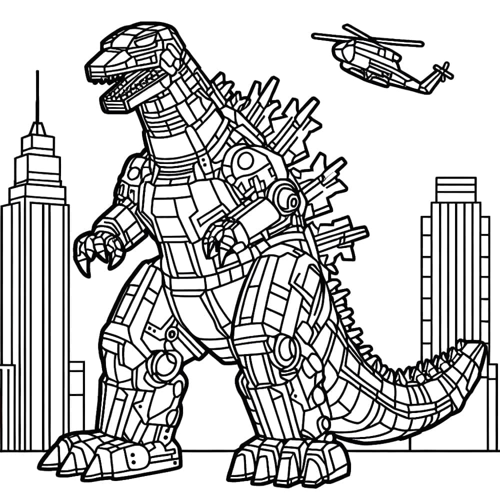 Desenho de Mechagodzilla Incrível para Colorir e Pintar