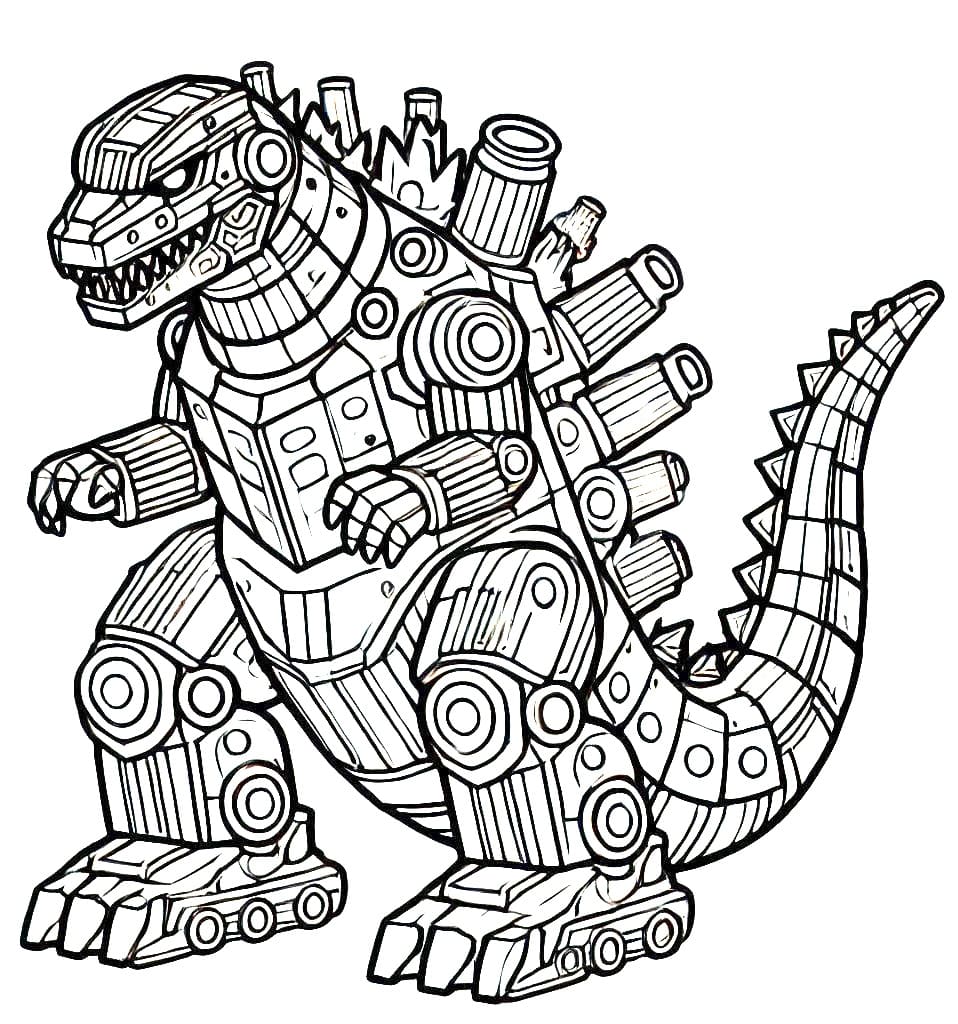 Desenho de Mechagodzilla para Crianças de 1 Ano para Colorir e Pintar