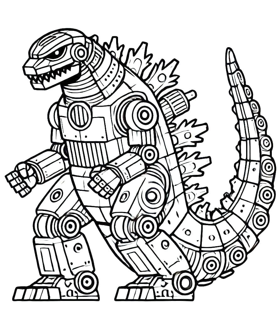 Desenho de Mechagodzilla para Crianças de 3 Ano para Colorir e Pintar