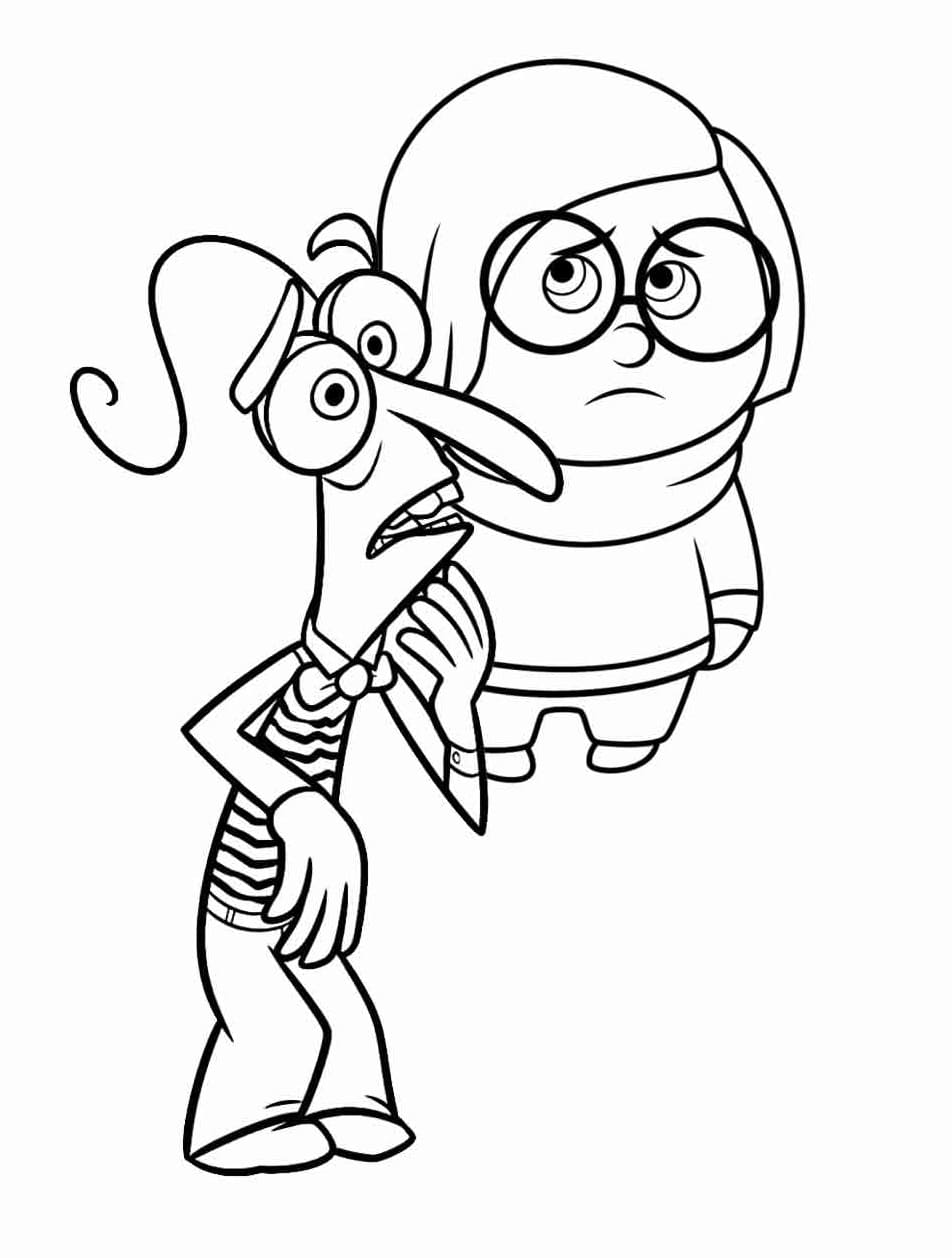 Desenho de Medo e Tristeza para Colorir e Pintar