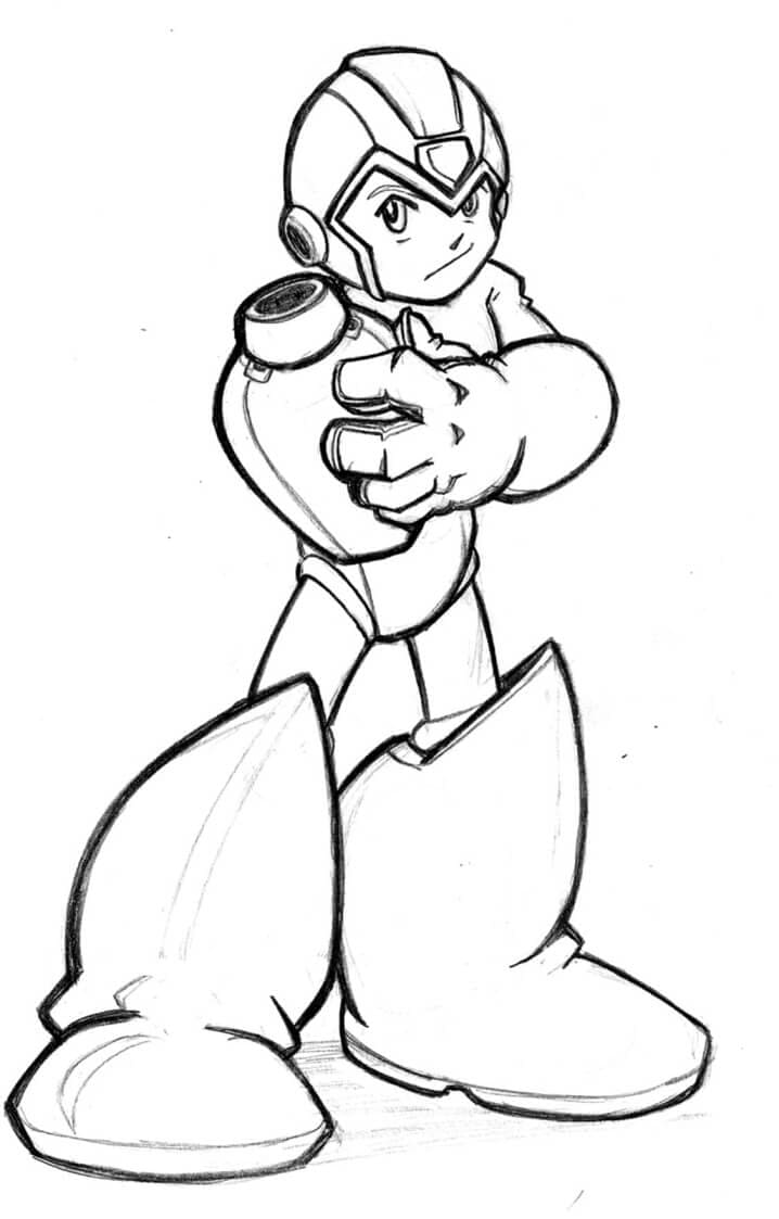 Desenho de Mega Man para Imprimir e Colorir e Pintar