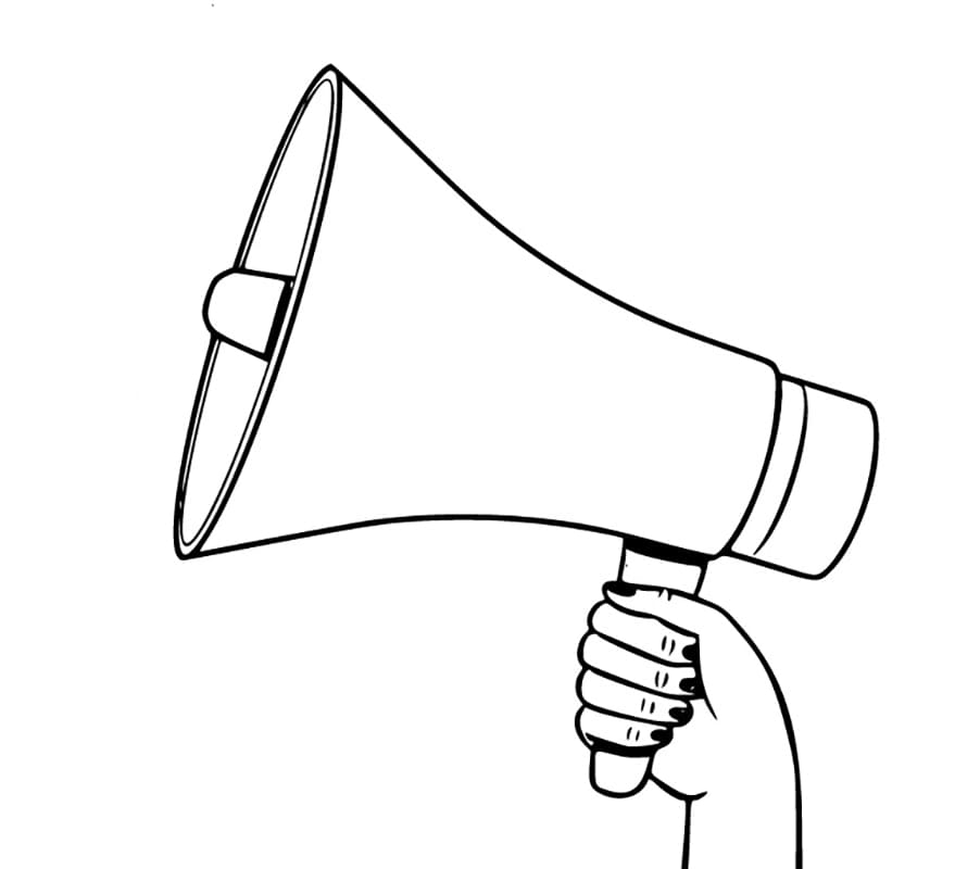 Desenho de Megafone de Mão para Colorir e Pintar