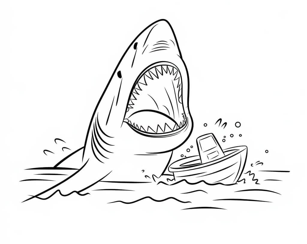 Desenho de Megalodon para Crianças de 2 Ano para Colorir e Pintar