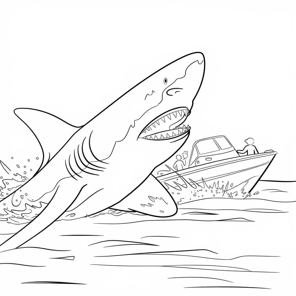 Desenho de Megalodon para Crianças de 5 Ano para Colorir e Pintar