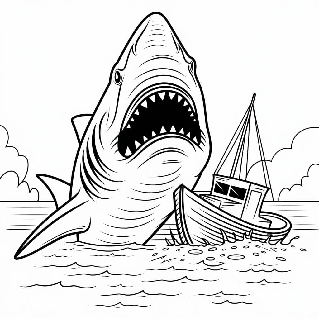 Desenho de Megalodon para Crianças de 6 Ano para Colorir e Pintar