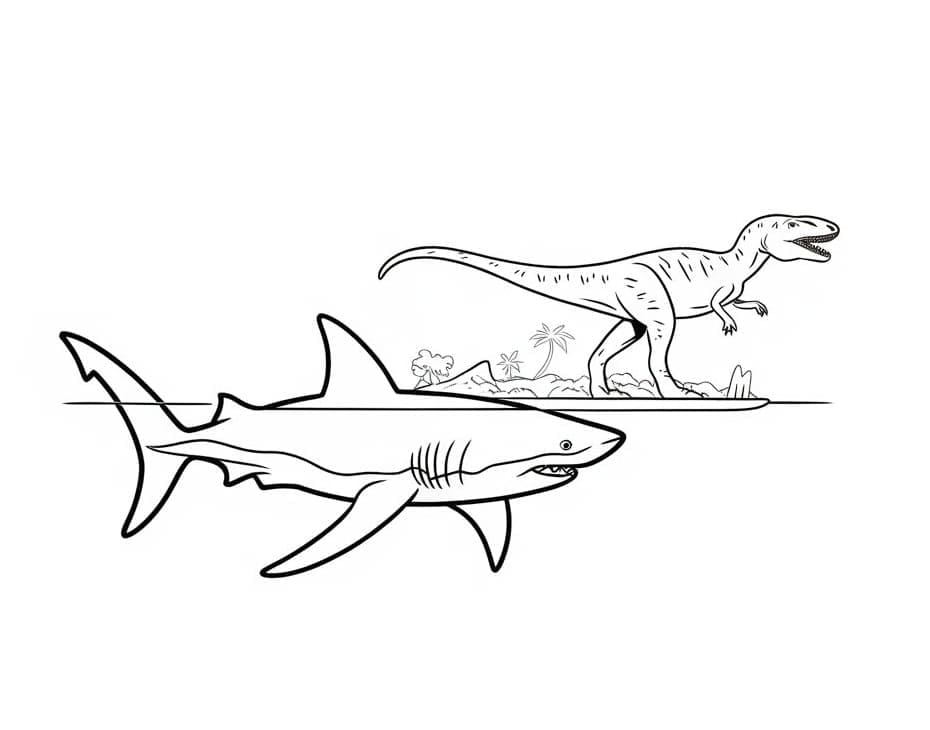Desenho de Megalodon para Crianças para Colorir e Pintar