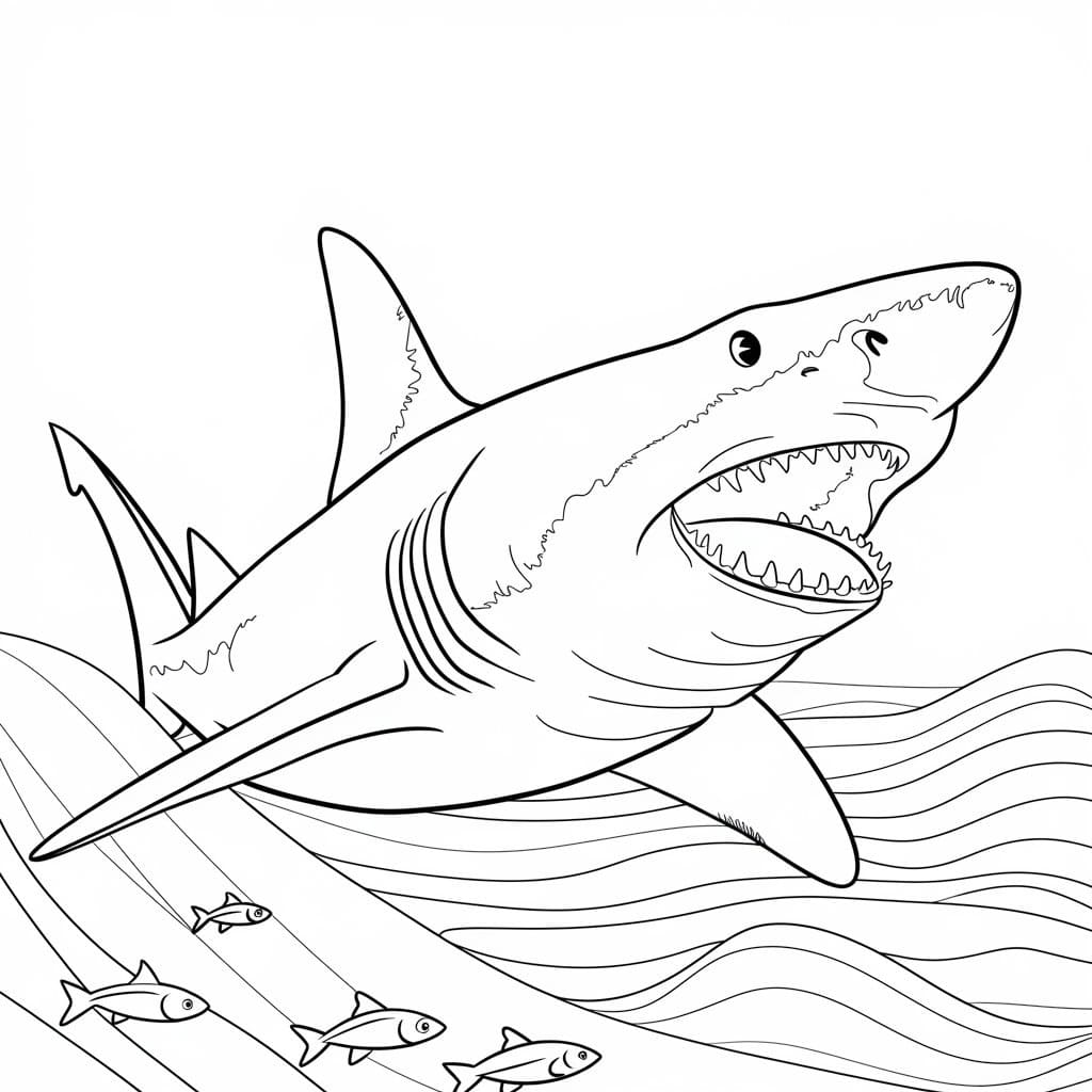 Desenho de Megalodonte Gigante para Colorir e Pintar