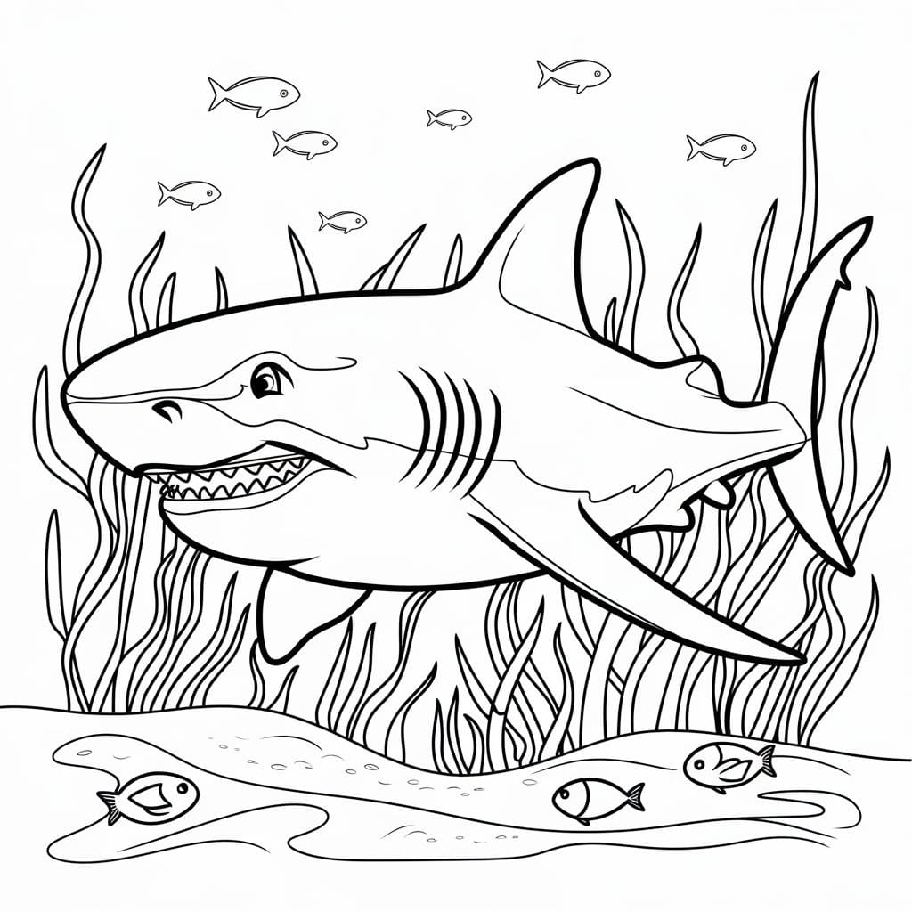 Desenho de Megalodonte para Crianças de 1 Ano para Colorir e Pintar