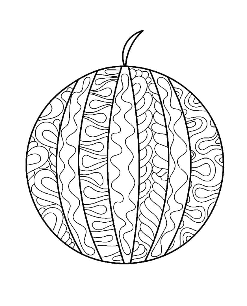 Desenho de Melancia Antiestresse para Colorir e Pintar