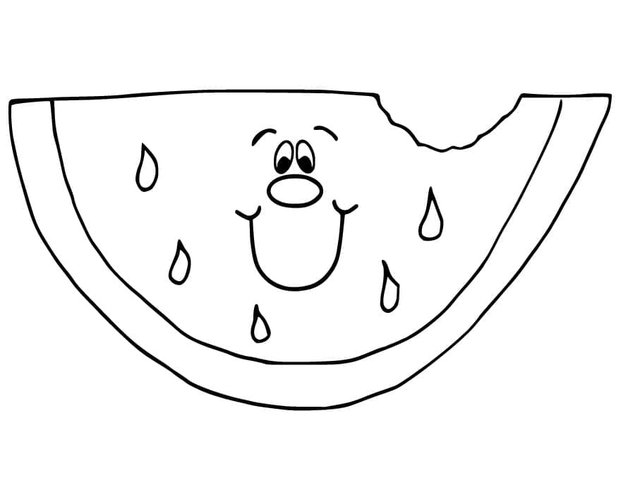 Desenho de Melancia Feliz para Colorir e Pintar