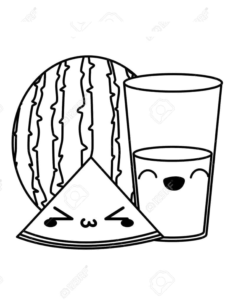 Desenho de Melancia Imprimivel para Colorir e Pintar