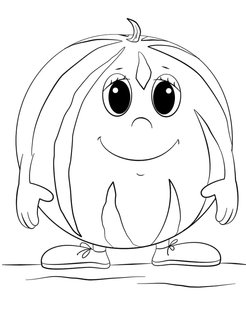 Desenho de Melancia Muito Fofa para Colorir e Pintar